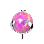 Threadless silver ball opal pink setting