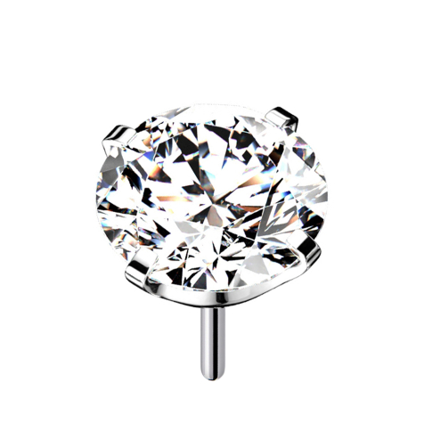 Threadless silber mit Kristall silber gefasst