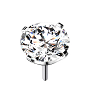 Threadless silver with crystal silver setting