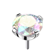 Threadless silver with multicolor crystal setting