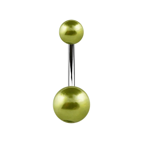 Banana argento con due perline verde chiaro