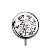 Threadless cylinder silver front crystal silver