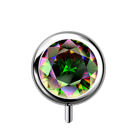 Threadless cylinder silver front crystal dark multicolor