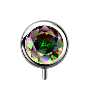 Threadless cylinder silver front crystal dark multicolor