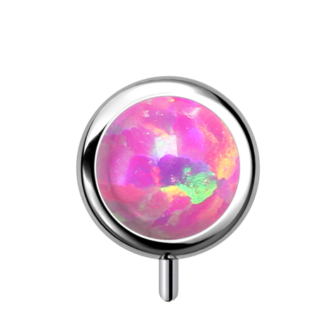 Threadless Zylinder silber front Opal pink