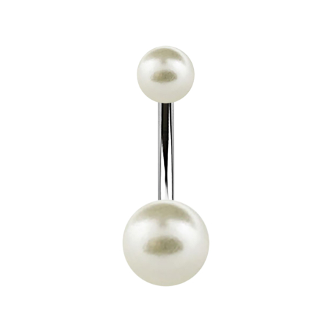 Banana silver with two pearl beads cream