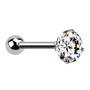 Micro threadless barbell in silver with ball and crystal...