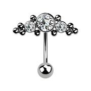 Micro Threadless Banane silber mit Kugel und Aufsatz...