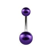 Silver banana with two purple beads