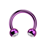 Micro Circular Barbell violet avec deux boules de cristal...