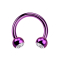 Micro Circular Barbell violet avec deux boules de cristal argenté
