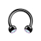 Micro Circular Barbell black with two balls crystal multicolor