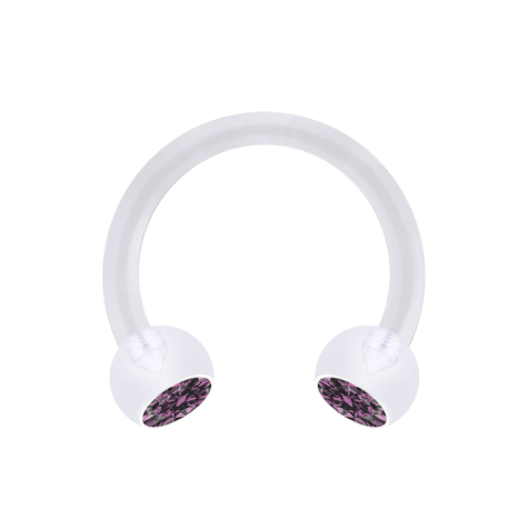 Micro Circular Barbell transparent avec deux boules de cristal violet clair