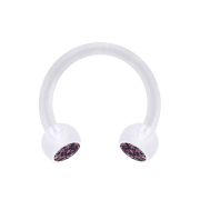 Micro Circular Barbell transparent with two balls crystal...