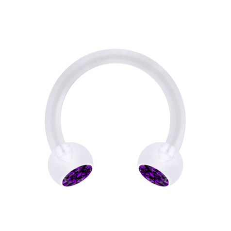 Micro Circular Barbell transparent avec deux boules de cristal violet