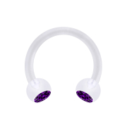 Micro Circular Barbell transparent with two balls crystal...