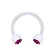 Micro Circular Barbell transparent with two crystal balls...