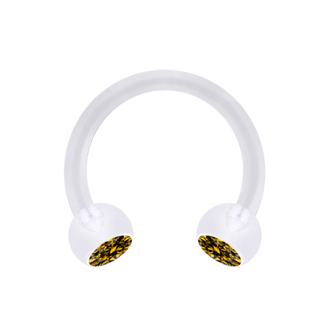 Micro Circular Barbell transparent avec deux boules de cristal topaze