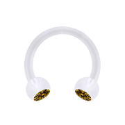 Micro Circular Barbell transparent with two crystal topaz...