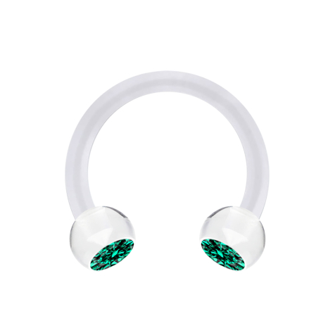 Micro Circular Barbell transparent avec deux boules de cristal turquoise