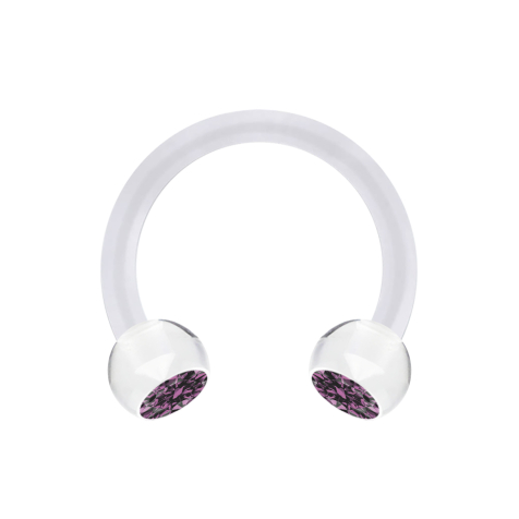 Micro Circular Barbell transparent avec deux boules de cristal violet clair