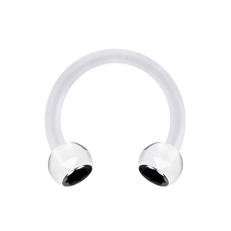 Micro Circular Barbell transparent with two balls crystal black