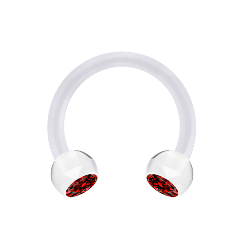 Micro Circular Barbell transparent with two balls crystal red