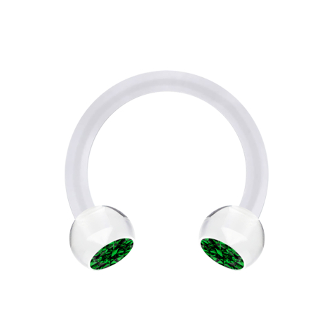 Micro Circular Barbell transparent with two balls crystal green