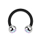 Micro Circular Barbell schwarz mit zwei Kugeln silber Kristall multicolor