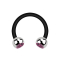 Micro Circular Barbell black with two balls silver crystal pink