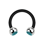 Micro Circular Barbell noir avec deux boules argent...