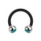 Micro Circular Barbell black with two balls silver crystal aqua