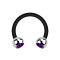 Micro Circular Barbell noir avec deux boules argent cristal violet