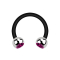 Micro Circular Barbell noir avec deux boules argent cristal fuchsia