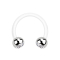 Micro Circular Barbell white with two balls silver crystal silver
