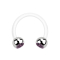Micro Circular Barbell white with two balls silver crystal light violet