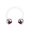 Micro Circular Barbell blanc avec deux boules cristal argenté fuchsia