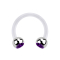 Micro Circular Barbell transparent avec deux boules argent cristal violet