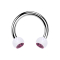 Circular barbell silver with two transparent crystal balls pink