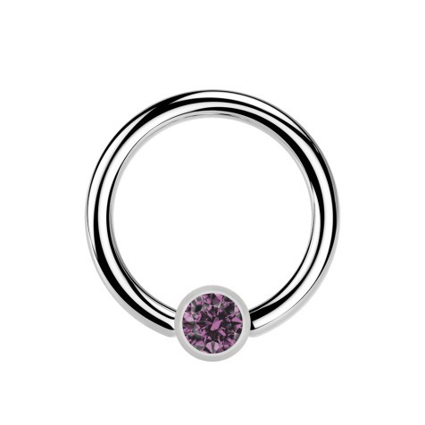 Micro Ball Closure Ring silver and crystal light purple