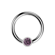 Micro Ball Closure Ring silber und Kristall hellviolett