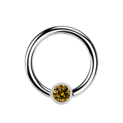 Micro Ball Closure Ring silber und Kristall topaz