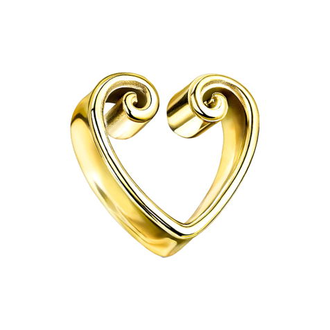 Flared tunnel gold-plated vintage heart