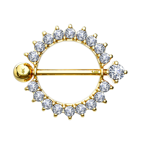 Barbell 14k gold crystal wreath
