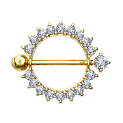 Barbell 14k gold crystal wreath