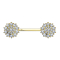 Barbell 14k gold Kristall gepflasterte Blume silber