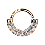 Anello micro piercing oro rosa scudo doppio frontale...
