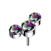 Sans filetage argent trois cristaux multicolores...