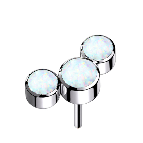 Threadless silber drei Opale weiss