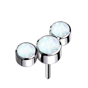 Sans filetage argent trois opales blanches